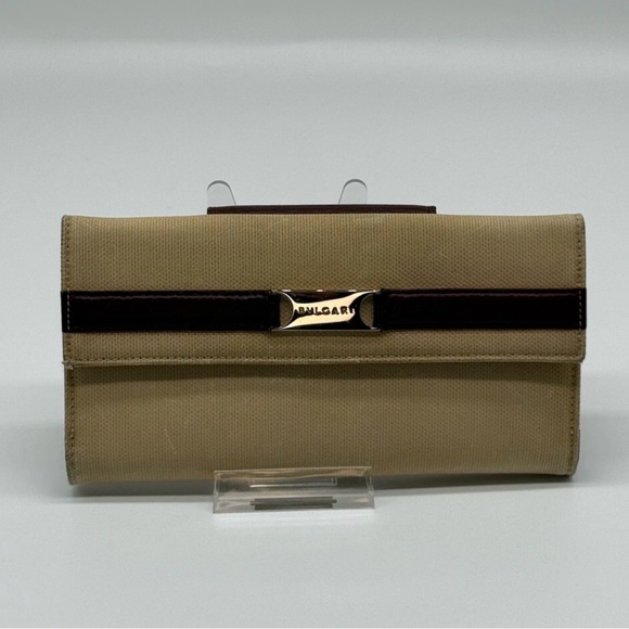 Bvlgari W Hook Continental Wallet Beige Brown - Picture 2 of 10